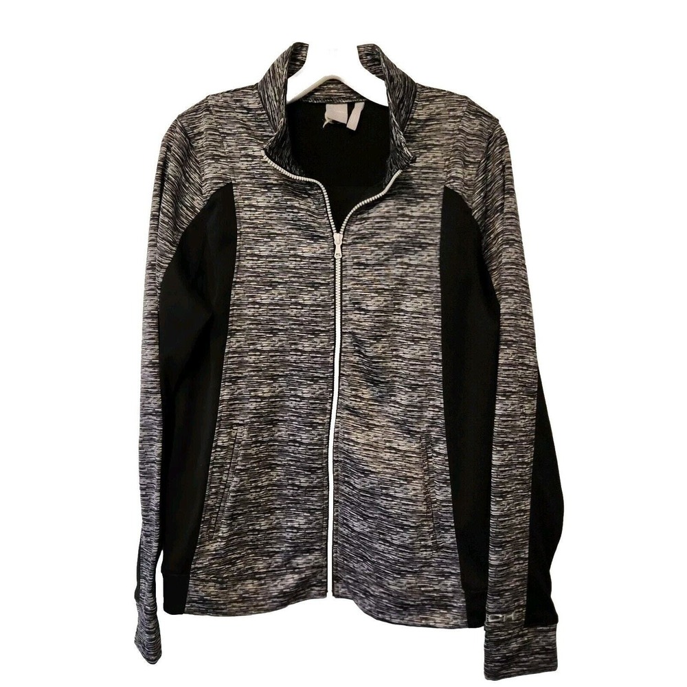 Cinch Performance Jacket Women Large Black White Space Dye Full Zip Activewear